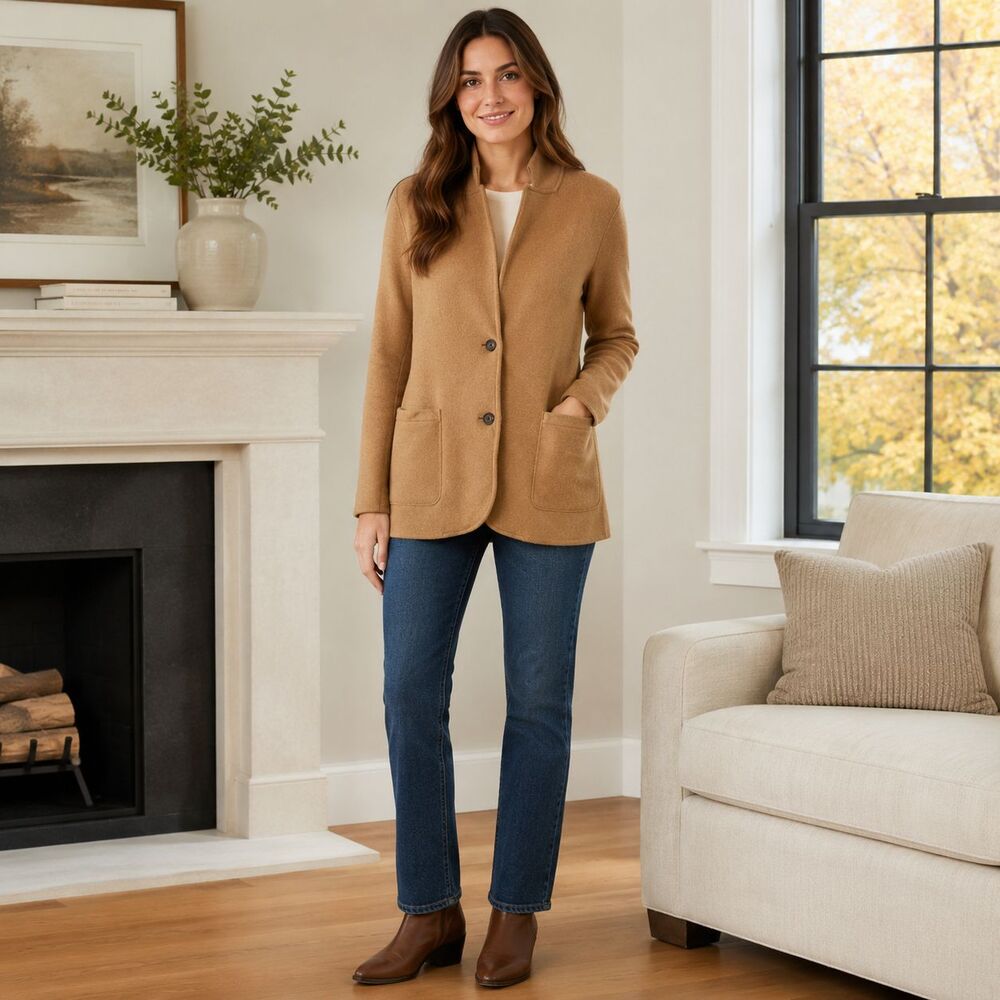 J.Crew Camel Sweater Blazer S Quiet Luxury Old Money Career Chic Cotton Jacket